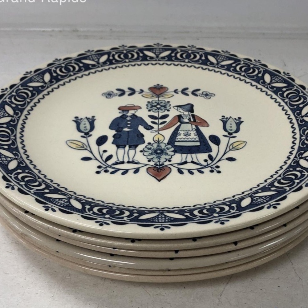 Vintage Johnson Brothers Staffordshire Old Granite #6 Plate Set FREE SHIPPING